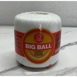 VTG Coats Big Ball 3-Cord Crochet Thread White Size 30 500Y Cotton Lot Discounts